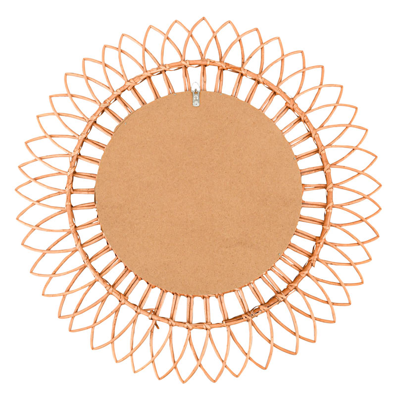 Miroir soleil en rotin marron
