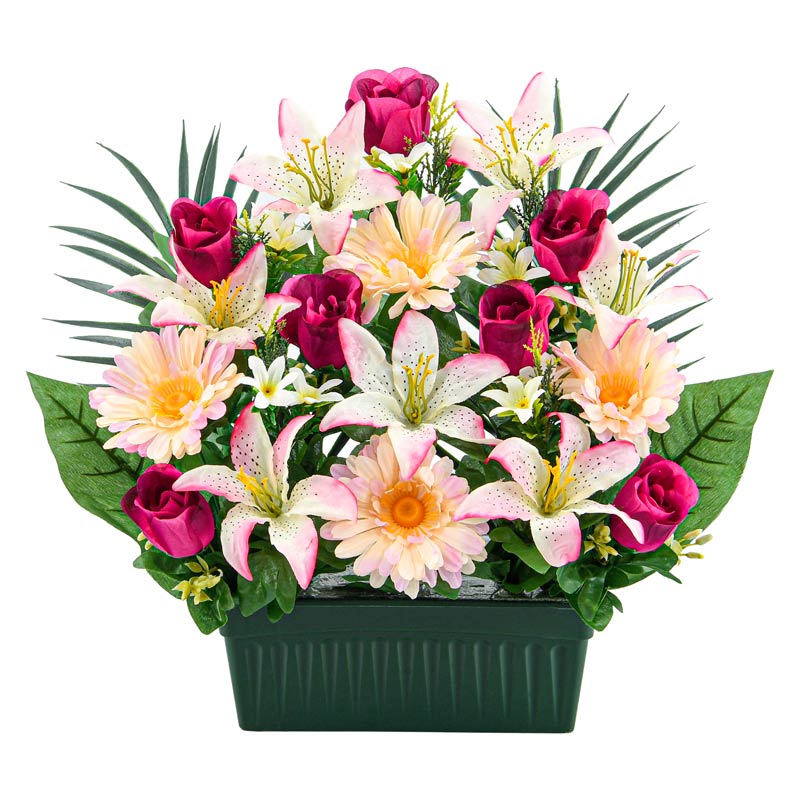 Jardinière de roses et lys