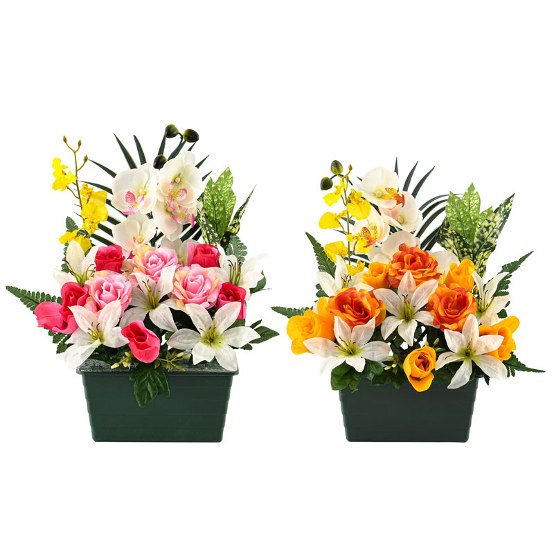 Jardinière de fleurs artificielles 