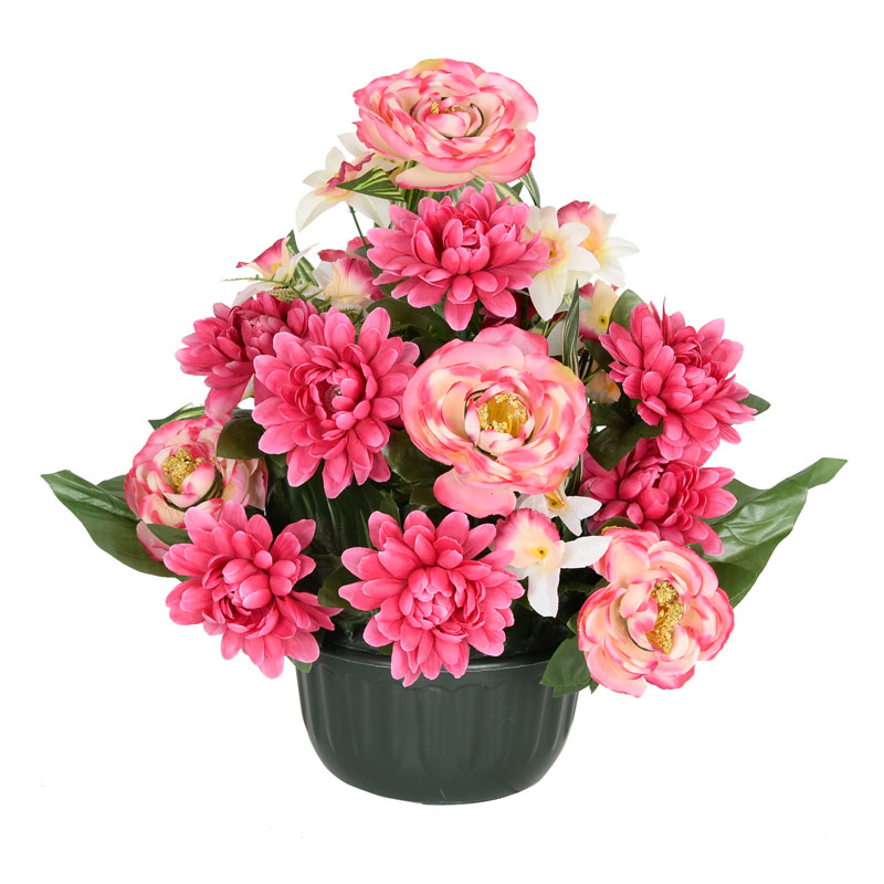 Potée de renoncules et orchidées