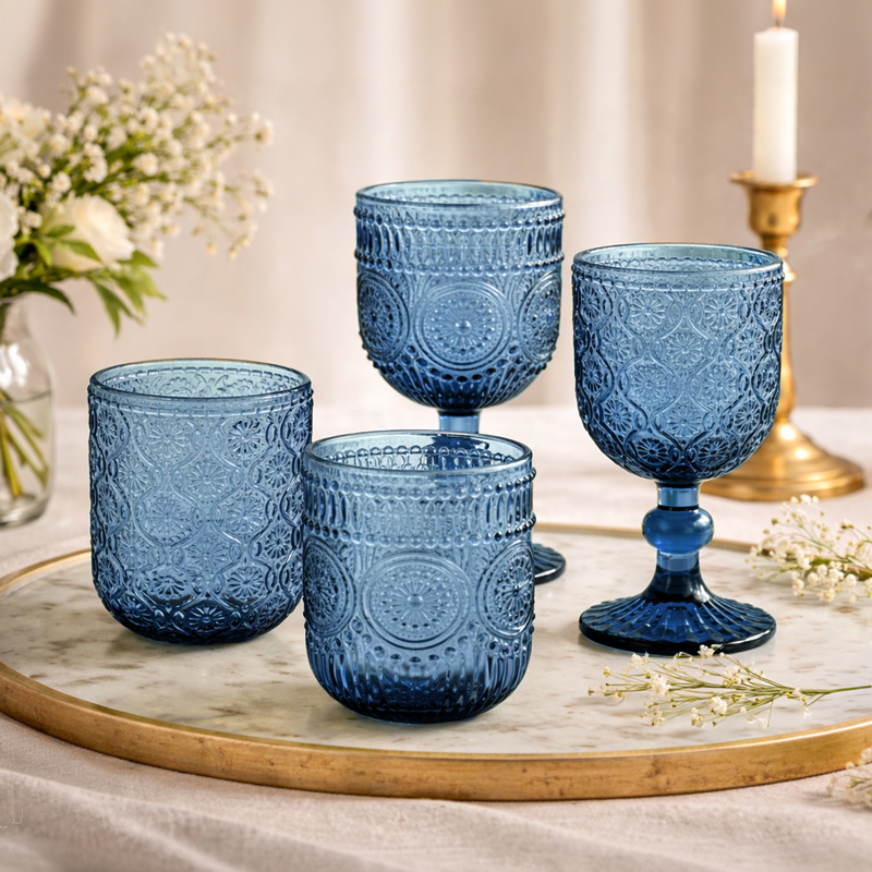 Verre à pied bleu 'Hamra'