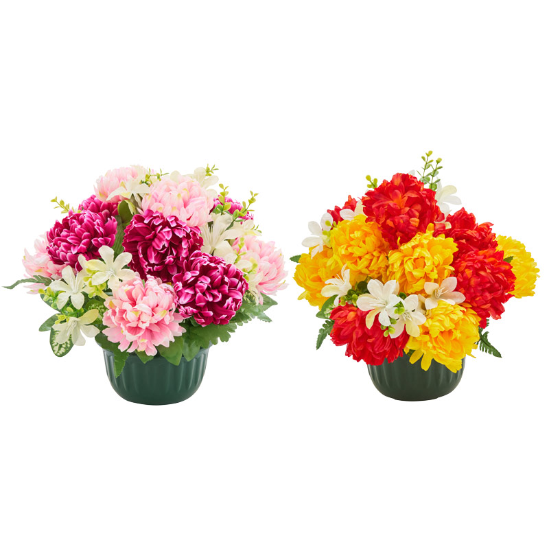 Potée de chrysanthèmes artificielles 
