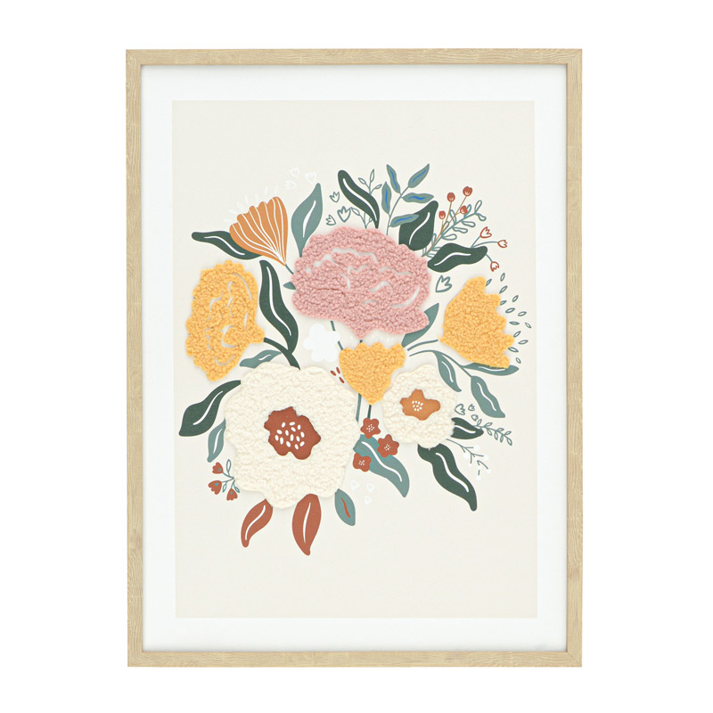 Toile encadrée 'Rosaleda' fleurs jaunes