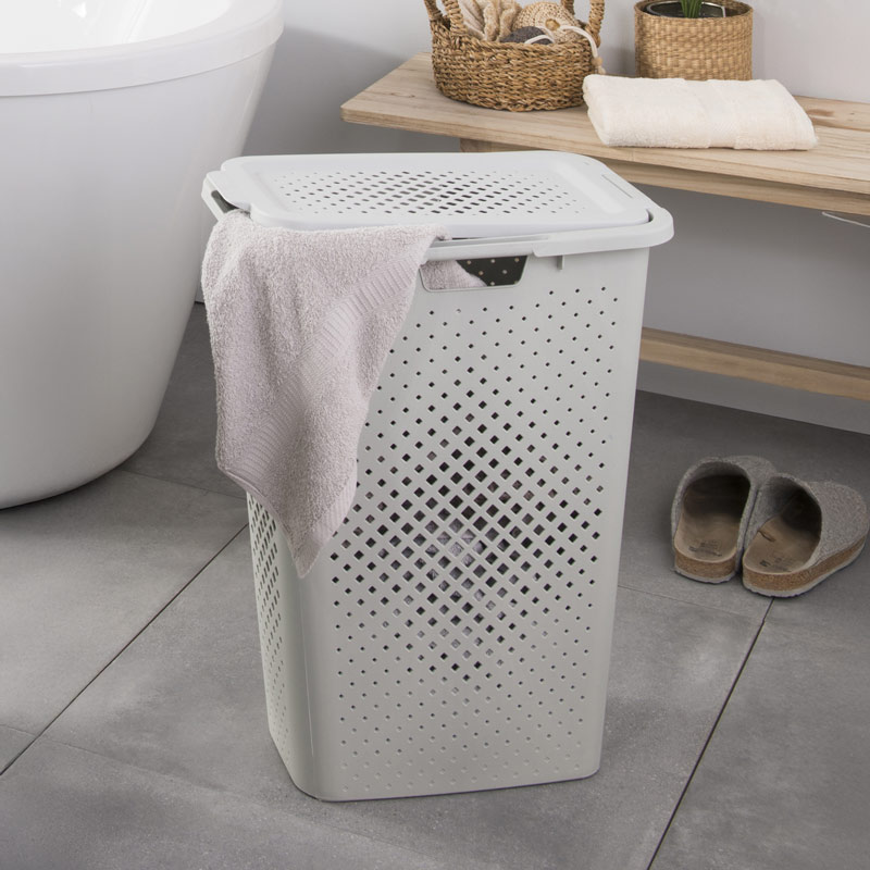 Panier à linge slim  'Pixel' blanc cassé