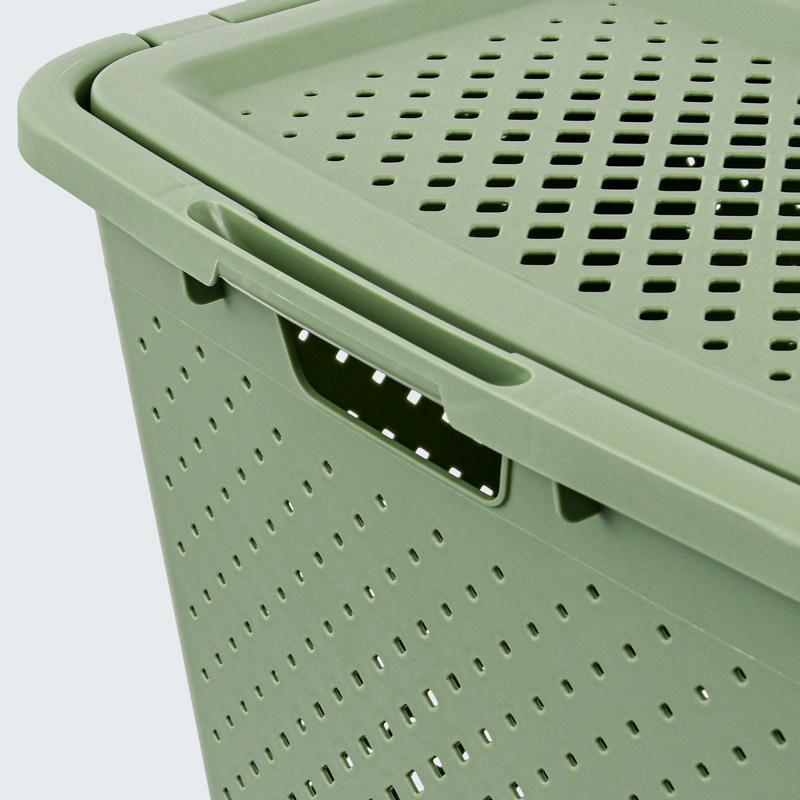 Panier à linge slim  'Pixel' vert sauge
