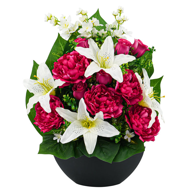 Coupe ovale de fleurs artificielles 
