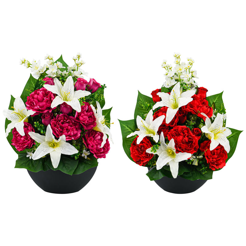 Coupe ovale de fleurs artificielles 