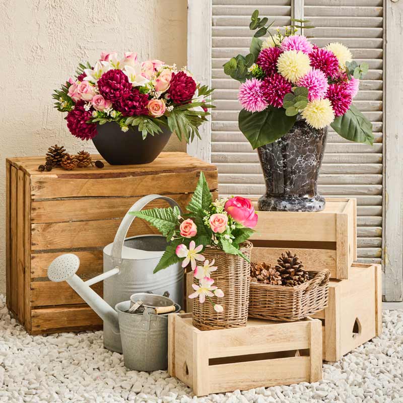 Coupe ovale de fleurs artificielles 