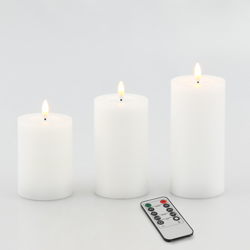 3 bougies en cire led programmables