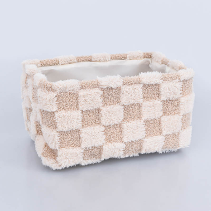Caisse de rangement damier 'Pop' taupe beige
