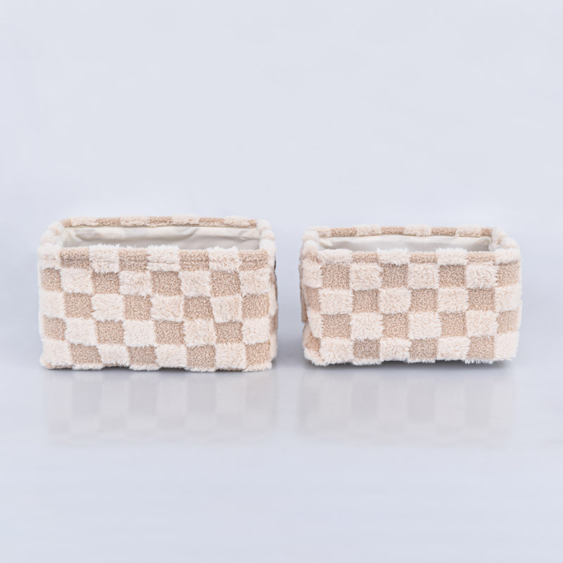 Caisse de rangement damier 'Pop' taupe beige