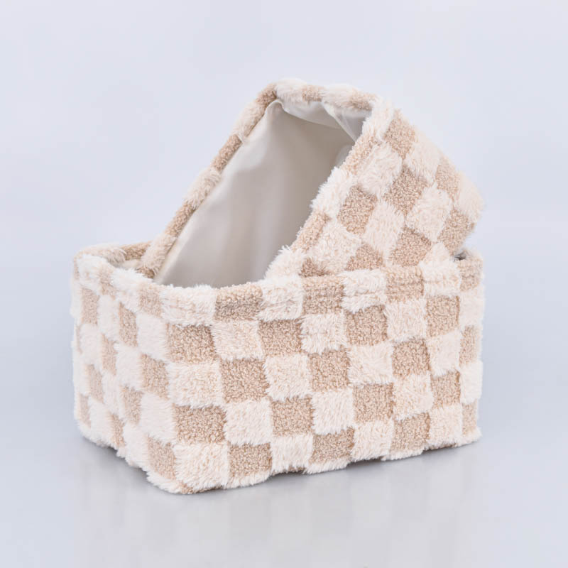 Caisse de rangement damier 'Pop' taupe beige