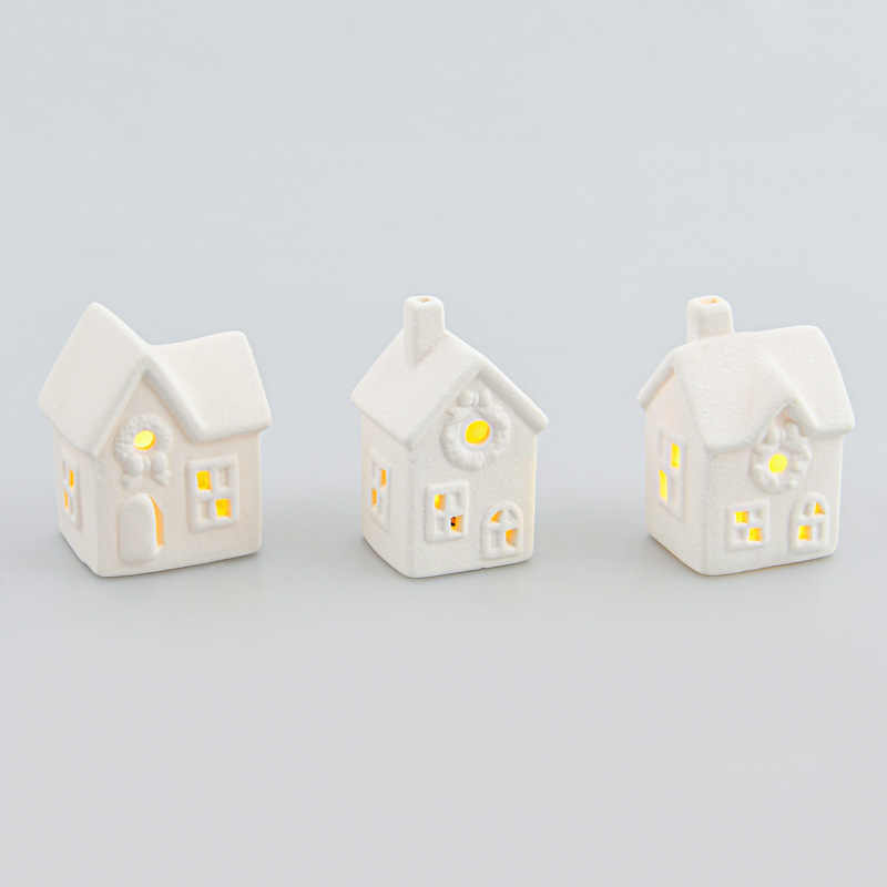 Maisonnette lumineuse en céramique blanche