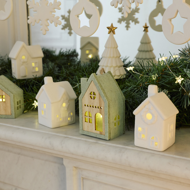 Maisonnette lumineuse en céramique blanche