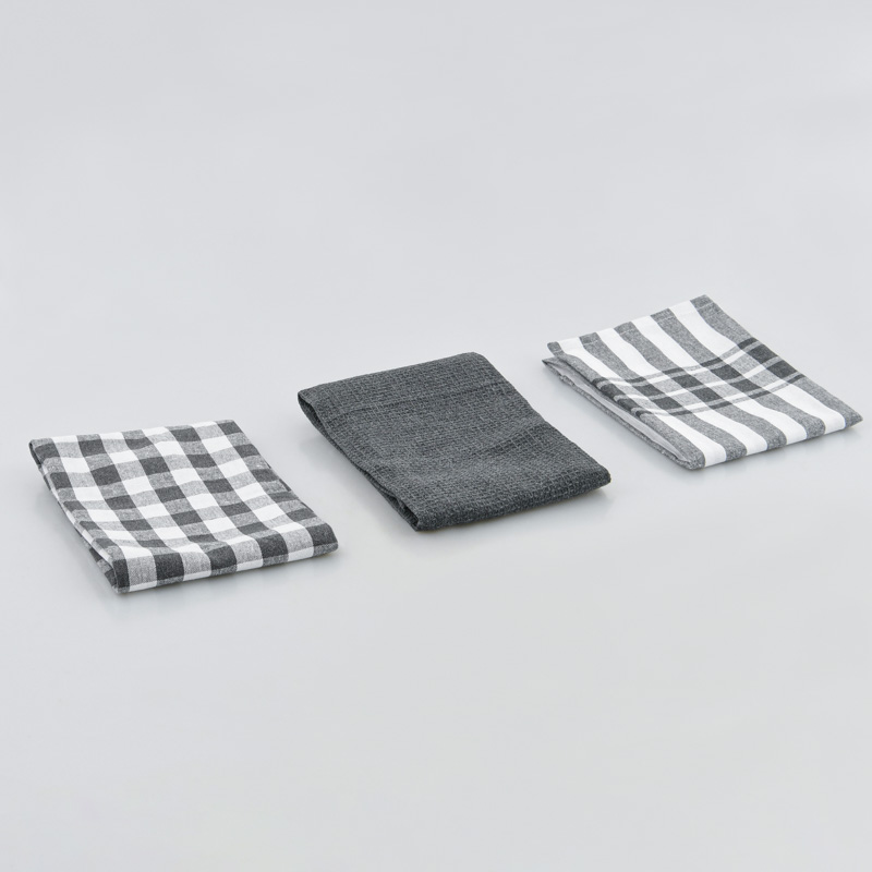 Lot de 3 torchons 'Brigitte' anthracite 