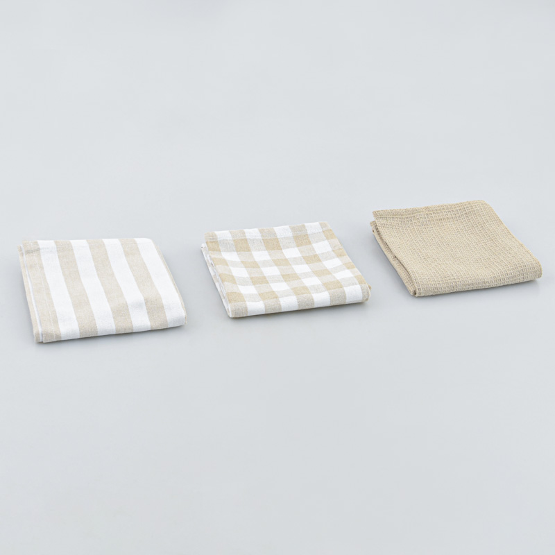 Lot de 3 torchons 'Brigitte' beige