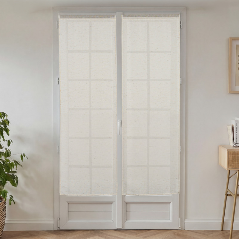 Paire de vitrages effet chiné 'Anne' beige