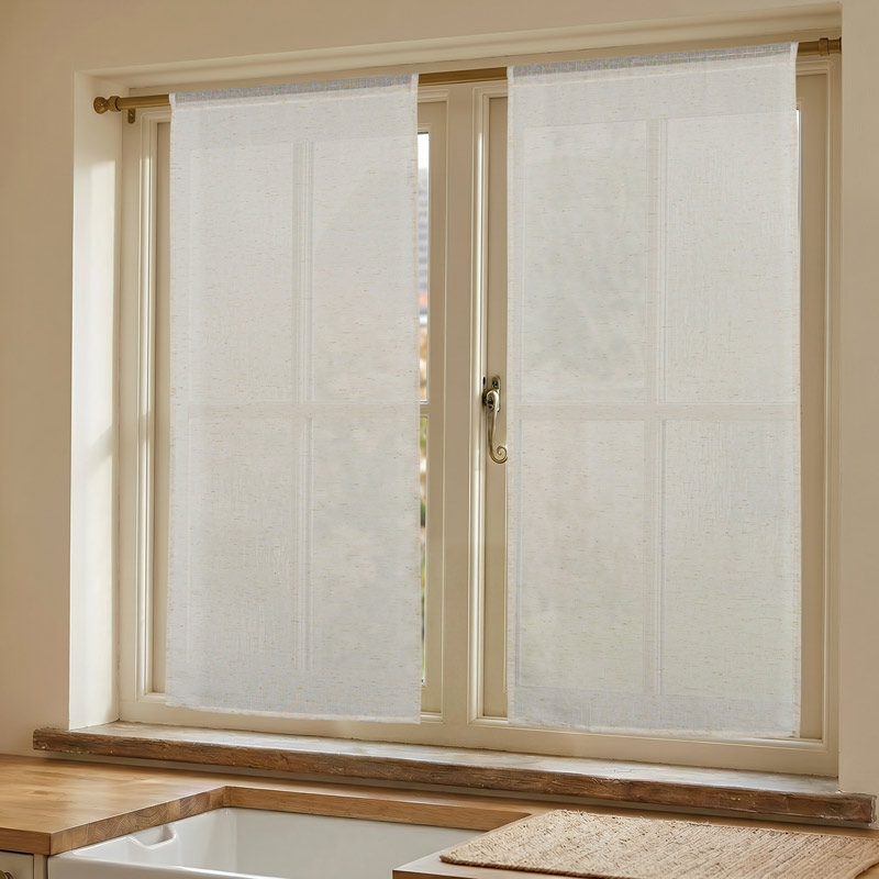 Paire de vitrages effet chiné 'Anne' beige