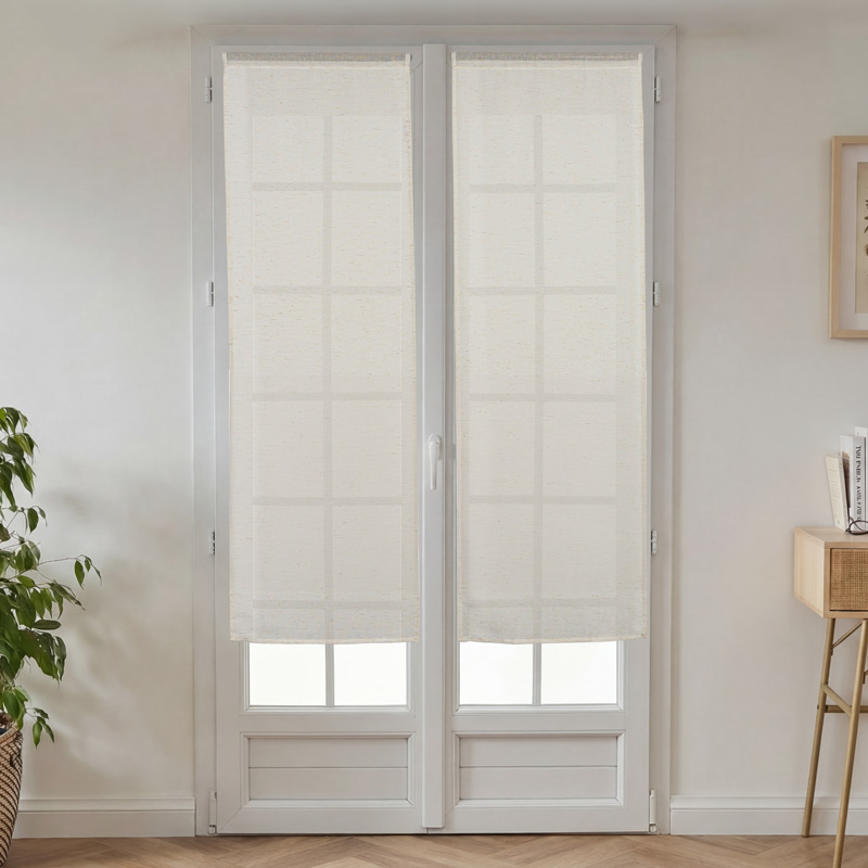 Paire de vitrages effet chiné 'Anne' beige