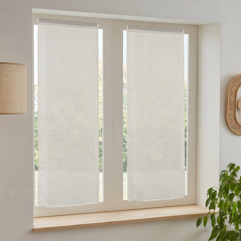 Paire de vitrages effet chiné 'Anne' beige