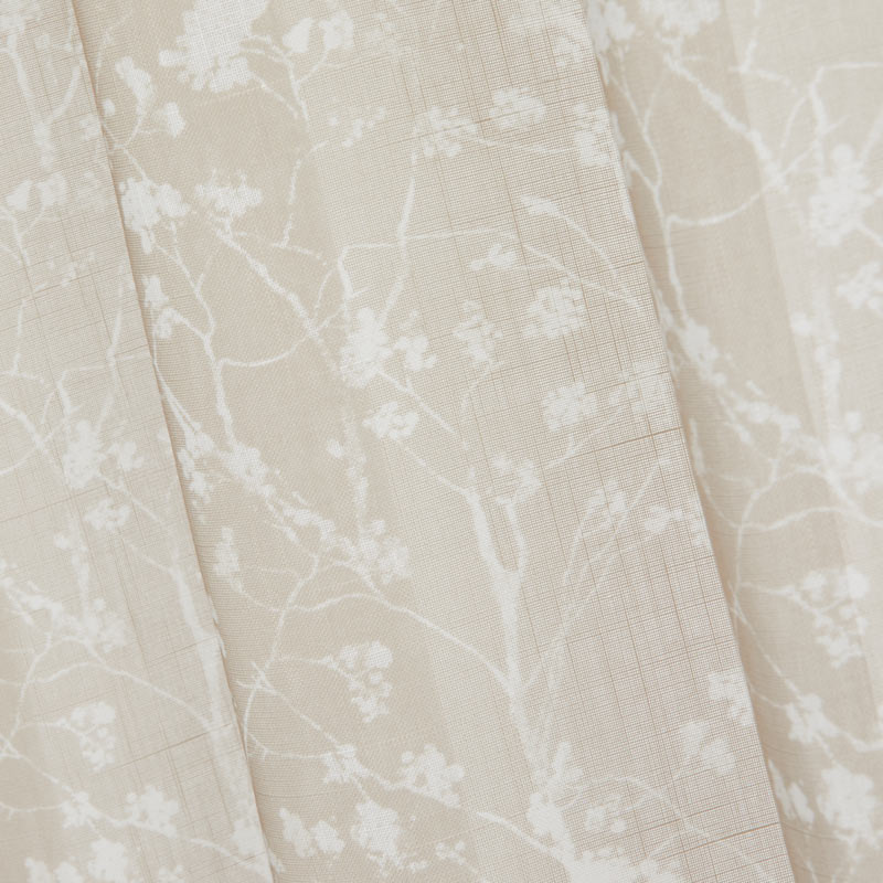Voilage étamine 'Camélia' fleuri beige