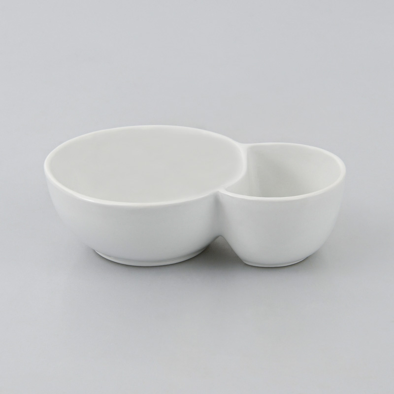 Bol 2 compartiments en porcelaine blanche 