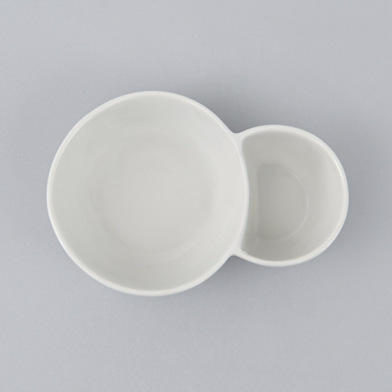 Bol 2 compartiments en porcelaine blanche 
