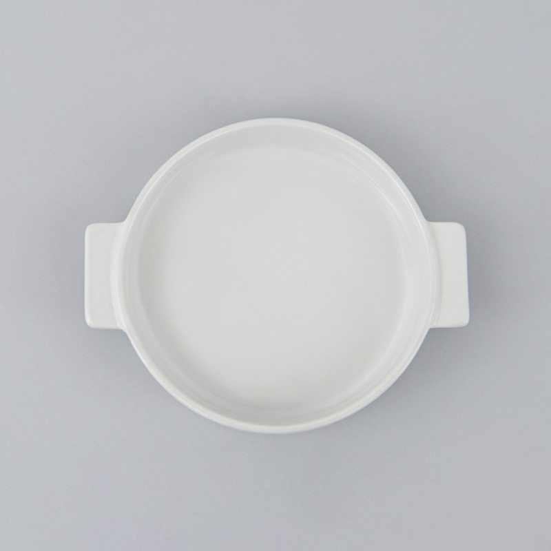 Plat à welsh blanc en porcelaine 