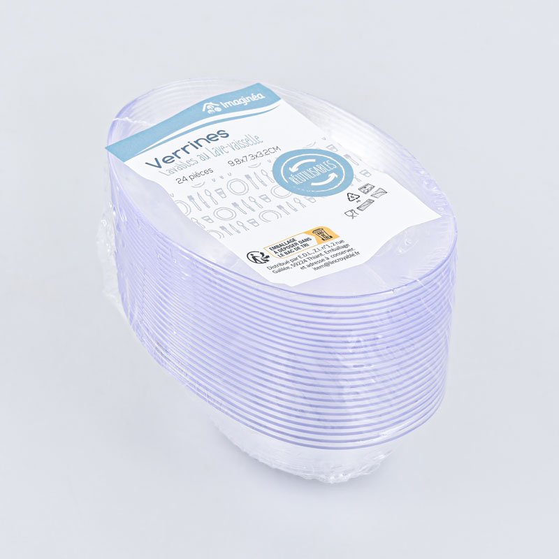 Lot de 24 verrines asymétriques transparentes