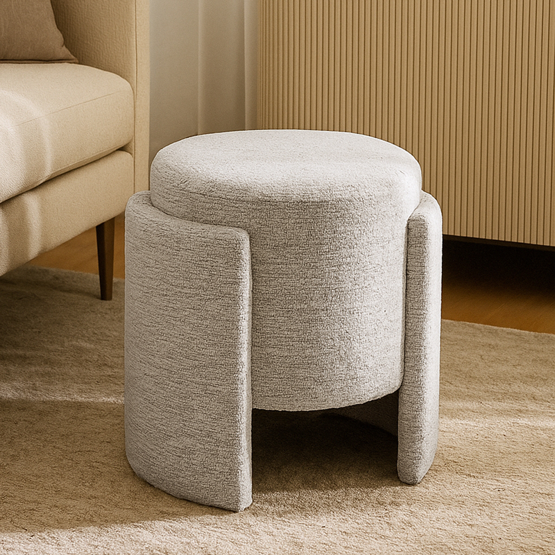 Pouf chiné 'Noe' gris et beige 