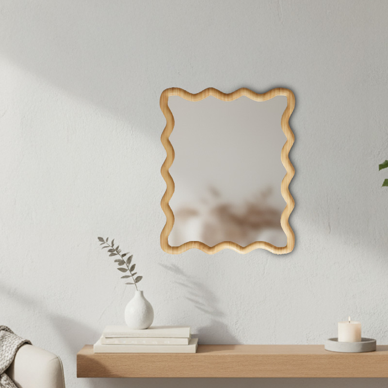 Miroir wavy 'Tina' imitation bois