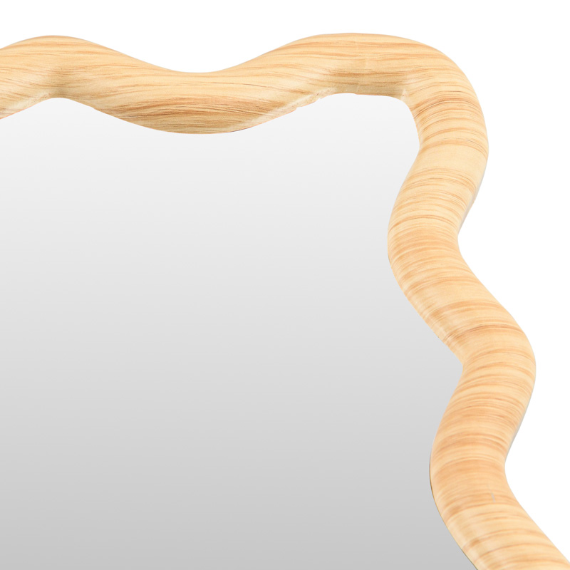 Miroir wavy 'Tina' imitation bois