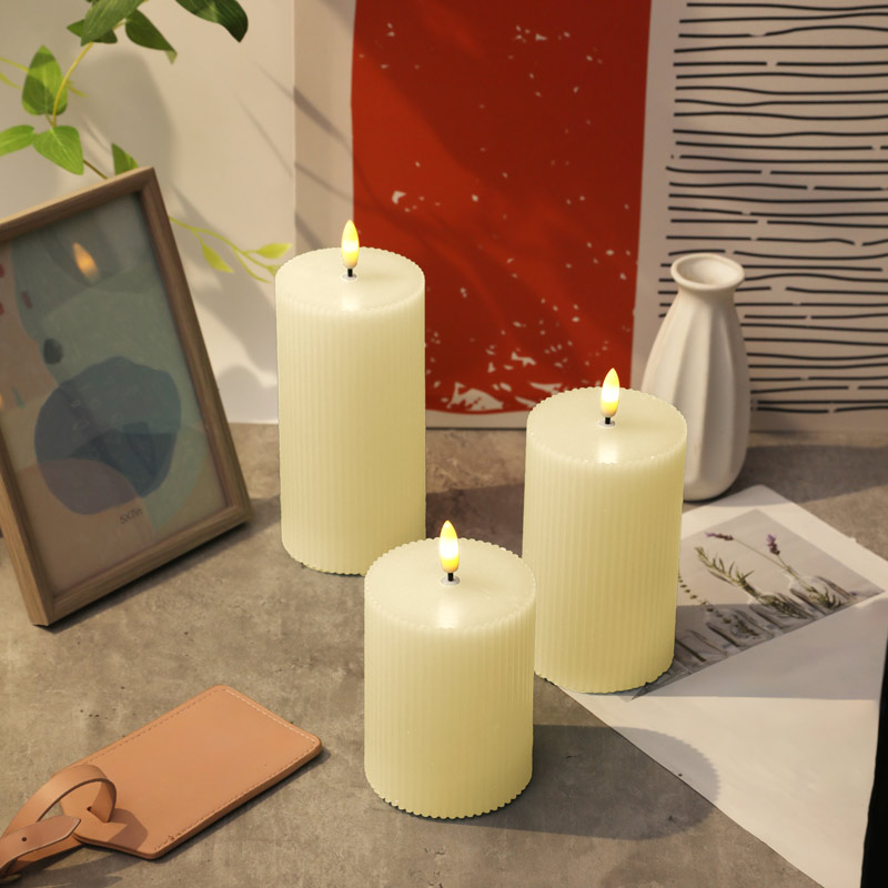 Set de 3 bougies led crème