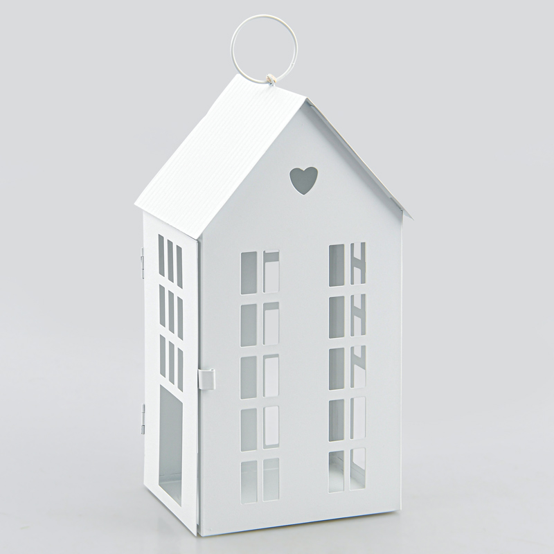 Lanterne maison métal blanc
