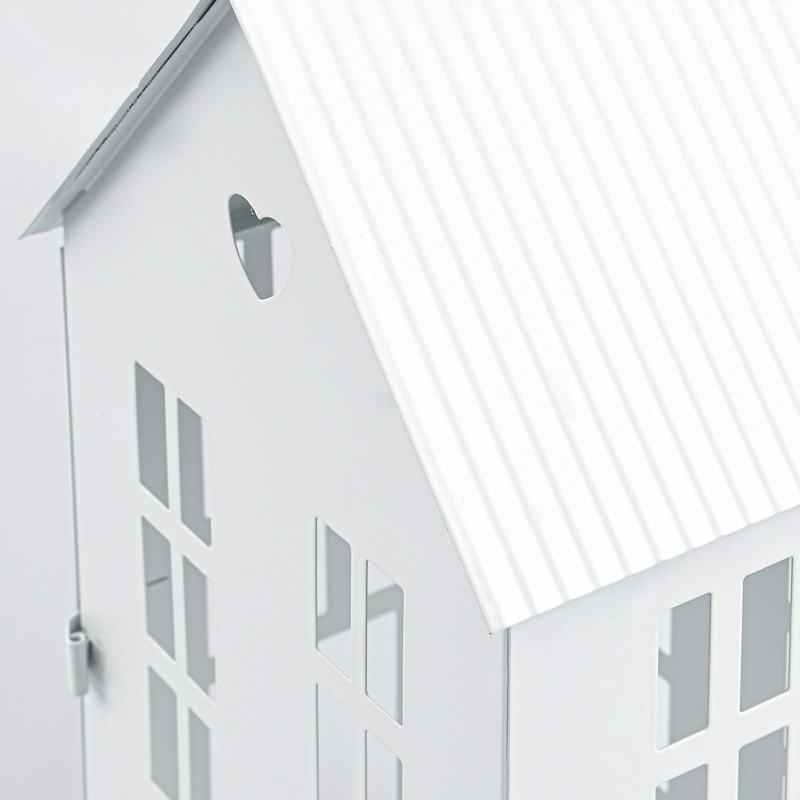 Lanterne maison métal blanc