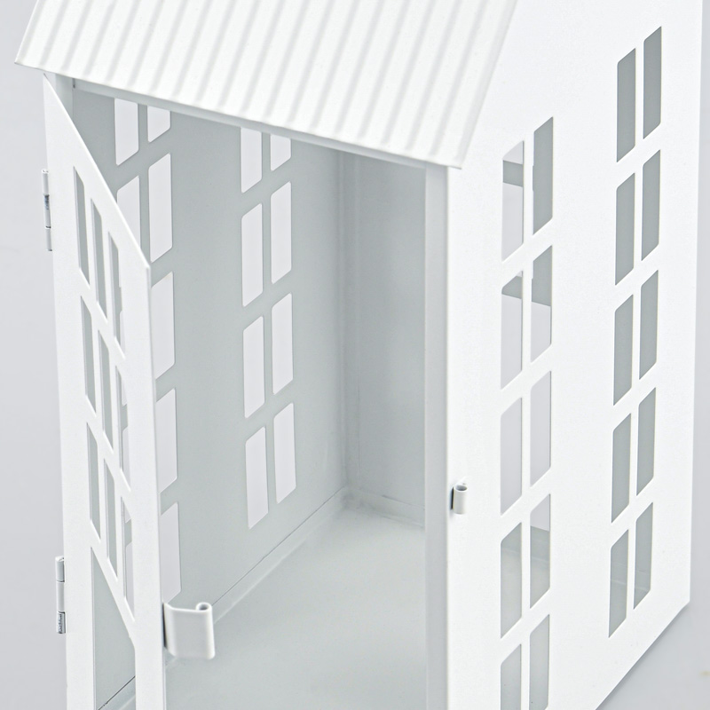 Lanterne maison métal blanc