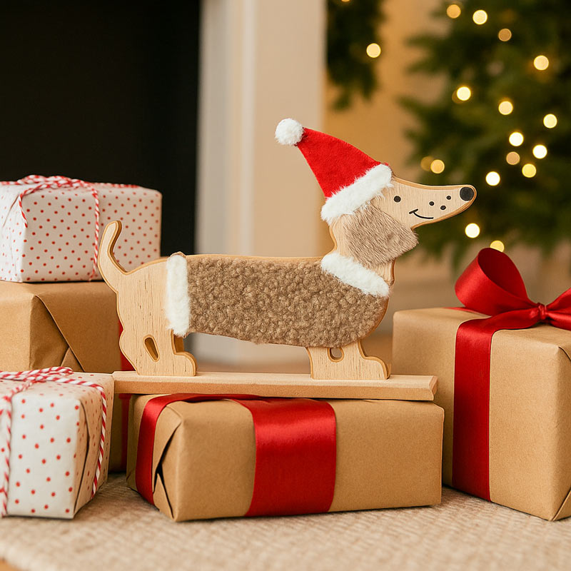 Chien teckel de Noël à poser 