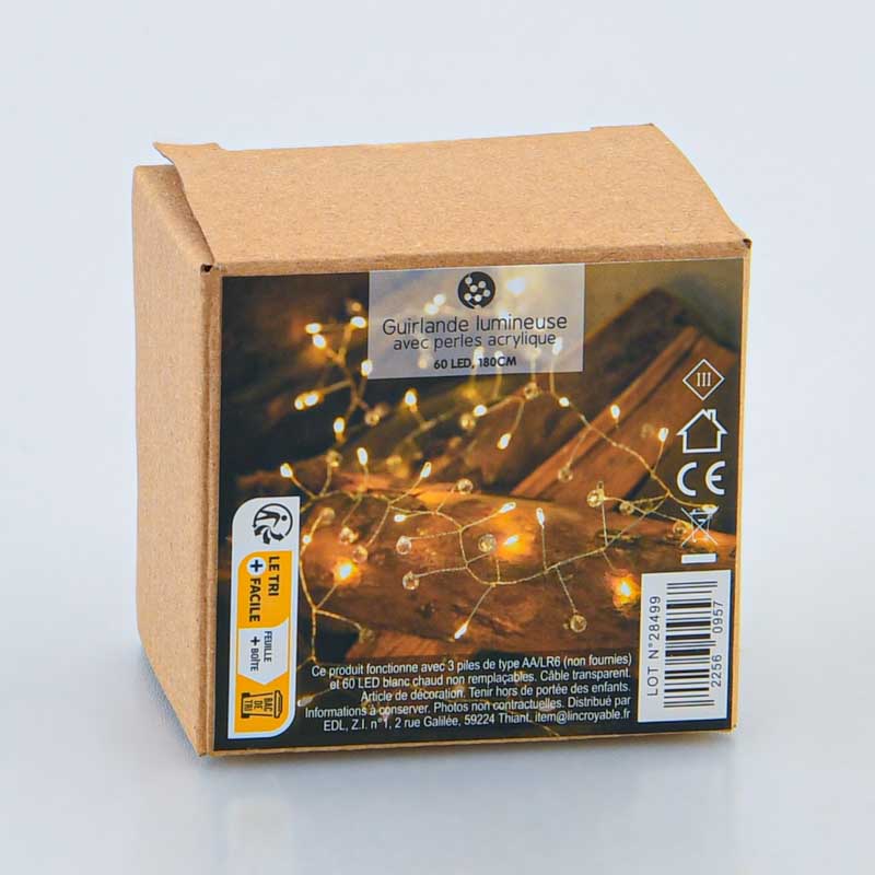 Guirlande 60 LED perles acrylique