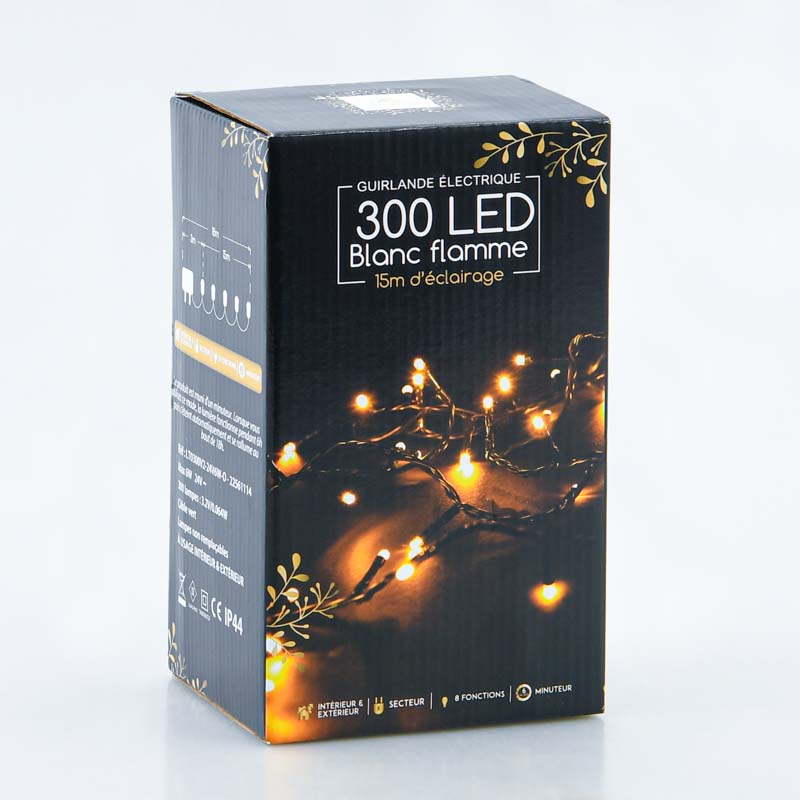 Guirlande 300 LED blanc flamme