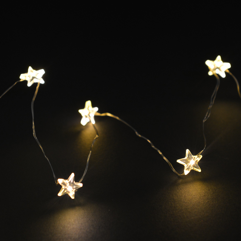 Guirlande 20 micro LED étoiles blanc chaud