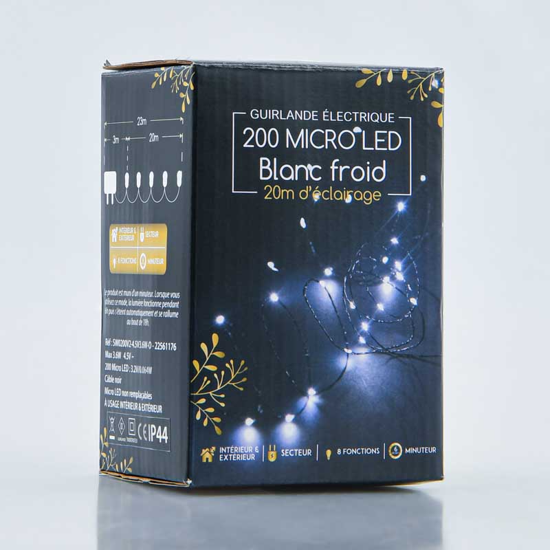 Guirlande 200 micro LED blanc froid