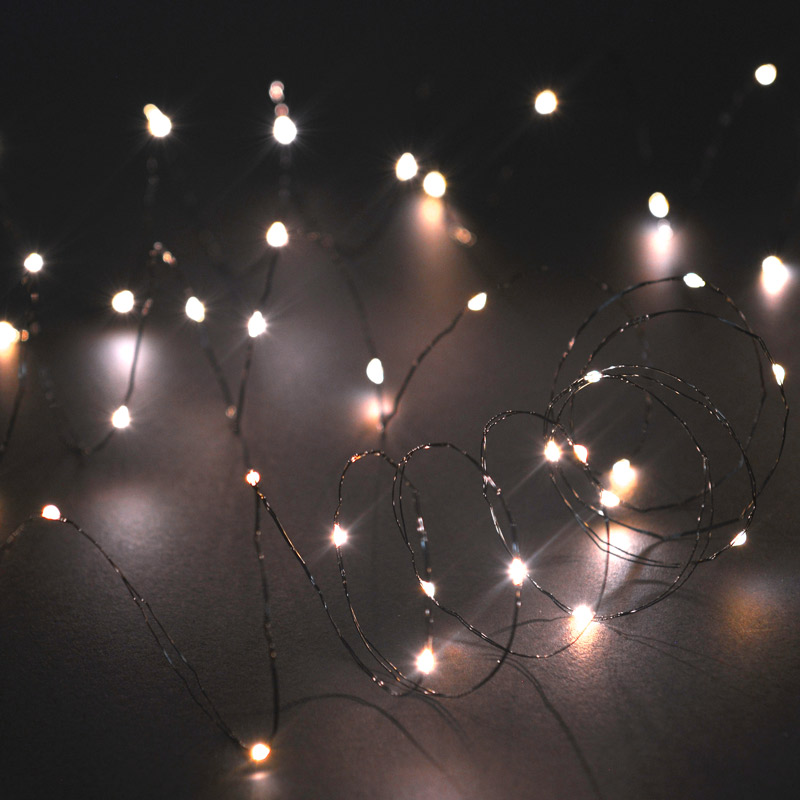 Guirlande 200 micro LED blanc flamme