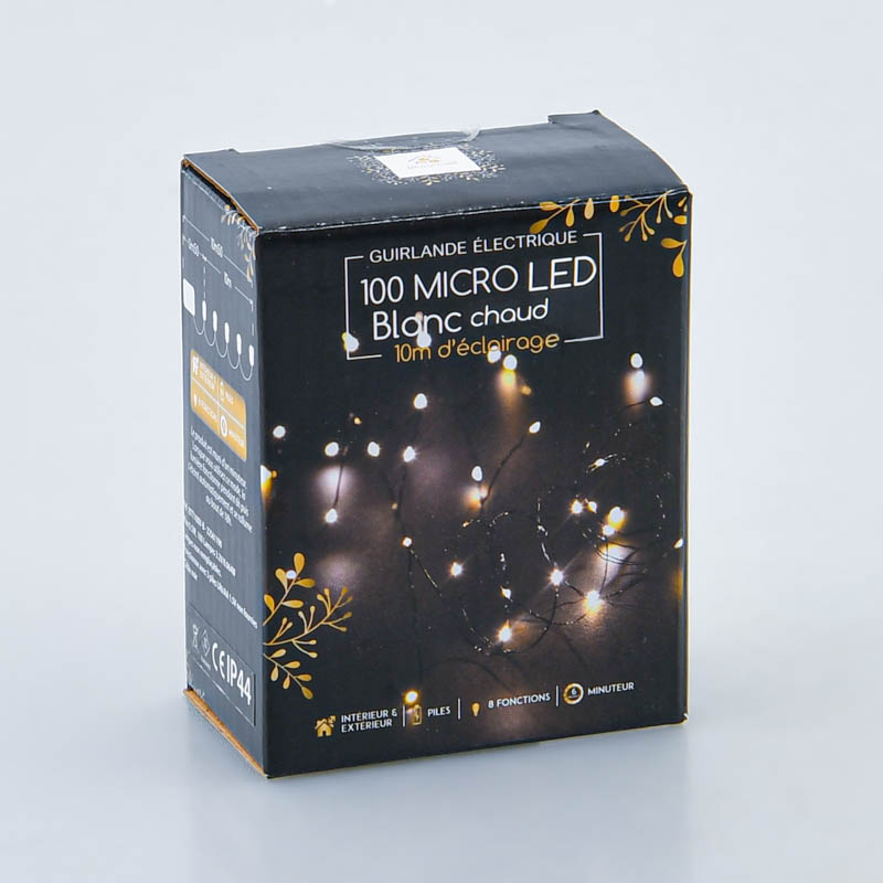 Guirlande 100 micro LED blanc chaud
