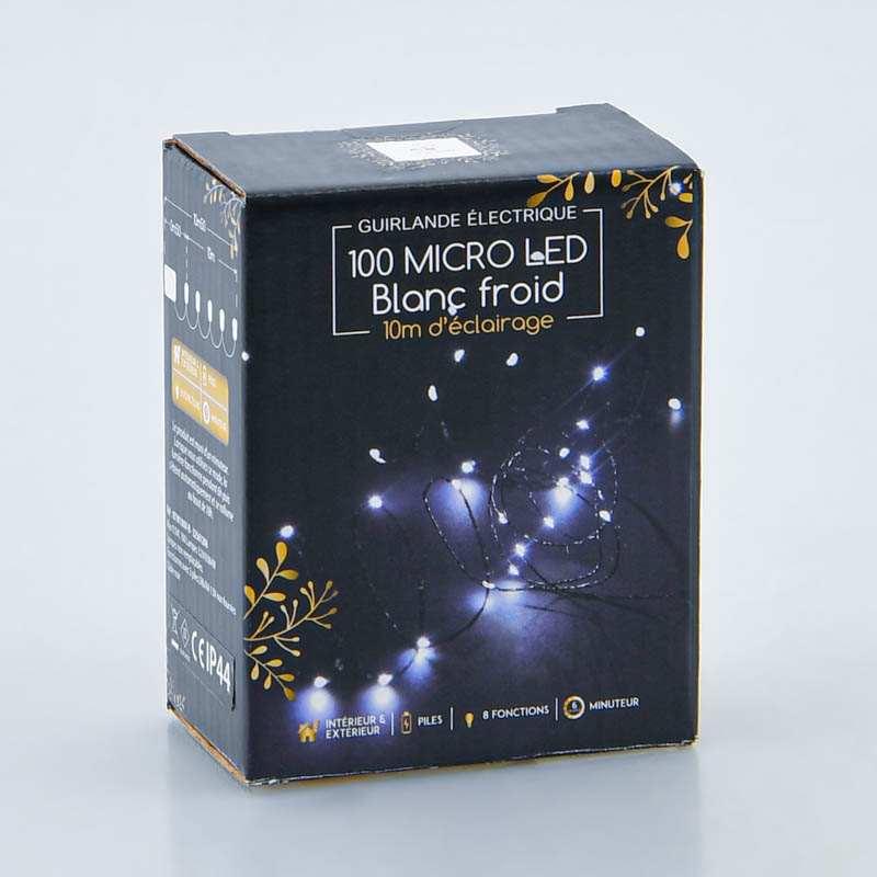 Guirlande 100 micro LED blanc froid