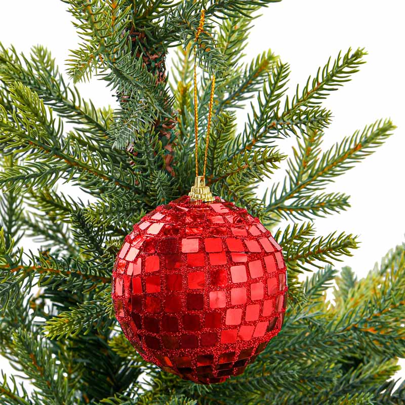 Boule de Noël disco rouge