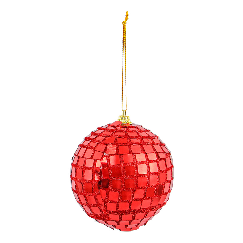 Boule de Noël disco rouge