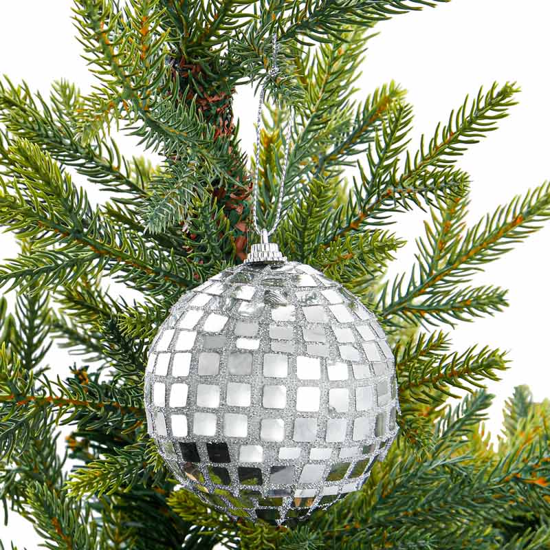 Boule de Noël disco argenté
