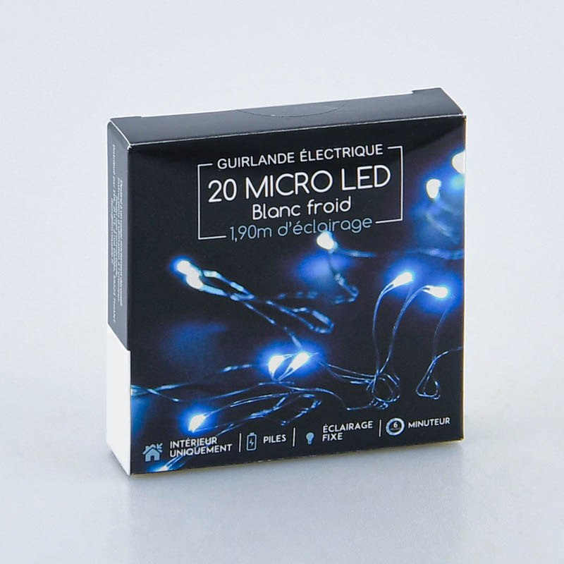 Guirlande 20 micro LED blanc froid
