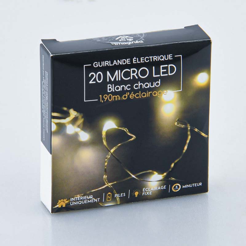 Guirlande 20 micro LED blanc chaud