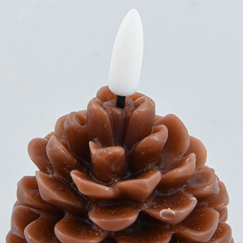 Bougie LED pomme de pin marron